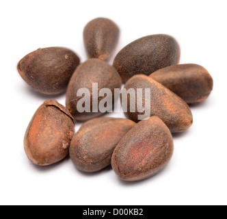 cedar nuts isolated on white Stock Photo