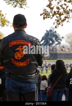 Band of Brothers USMC motorcycle riding club insignia on jacket Stock Photo