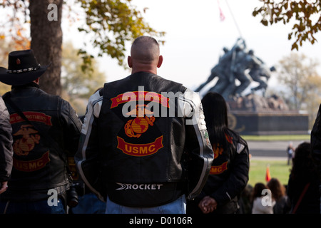 Band of Brothers USMC motorcycle riding club insignia on jacket Stock Photo