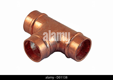 15mm Yorkshire Solder Ring Copper Tee Pipe Fitting Stock Photo