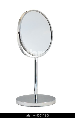 Chromed Shaving Mirror on white background Stock Photo