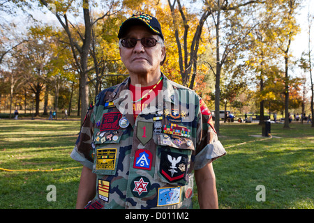 American-Indian US Vietnam War veteran with medals and honors Stock Photo