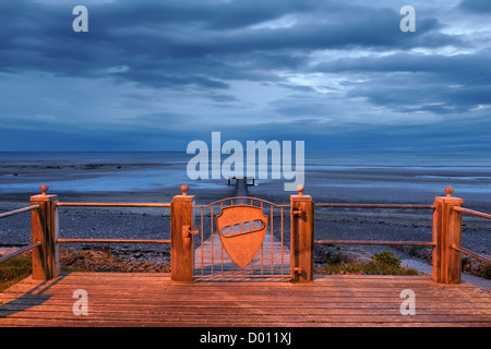 Seascale beach and walkway, Cumbria, UK. Stock Photo