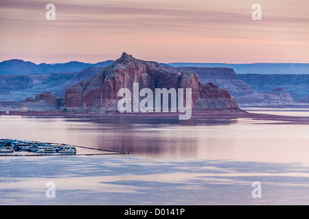 Soft, early morning light at Wahweap Marina on Lake Powell in the Glen Canyon National Recreation Area.