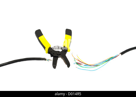 Wire strippers and wire isolated on white background Stock Photo