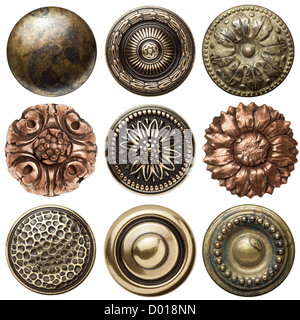 Vintage metal sewing buttons, isolated Stock Photo