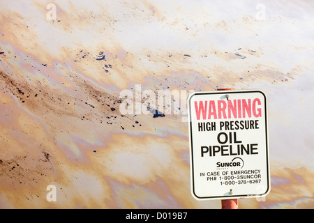 The tailings pond at the Syncrude mine north of Fort McMurray, Alberta, Canada. Stock Photo