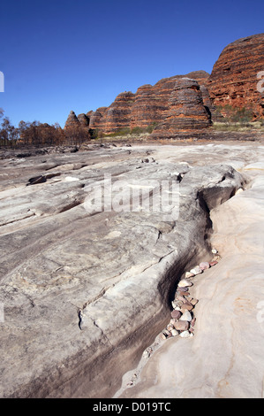 Sandstone and conglomerate rock formations known as the Bungle Bungles. Purnululu National Park, Western Australia. Stock Photo