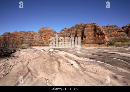 Sandstone and conglomerate rock formations known as the Bungle Bungles. Purnululu National Park, Western Australia. Stock Photo