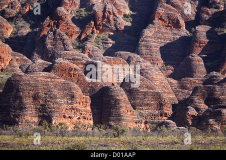 Sandstone and conglomerate rock formations known as the Bungle Bungles. Purnululu National Park, Western Australia. Stock Photo