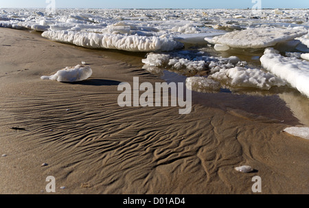 Floe on the beach, Baltic sea Stock Photo