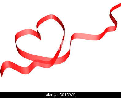 Red ribbon forming a heart shape Stock Photo