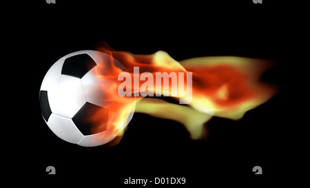 Sport illustration concept,football surrounded by flames Stock Photo