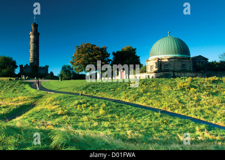 Nelson Monument and the City Observatory, Calton Hill, Edinburgh Stock Photo