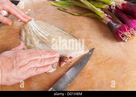 Cooking a sole Stock Photo