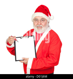 Santa Claus with blank clipboard isolated on white background Stock ...