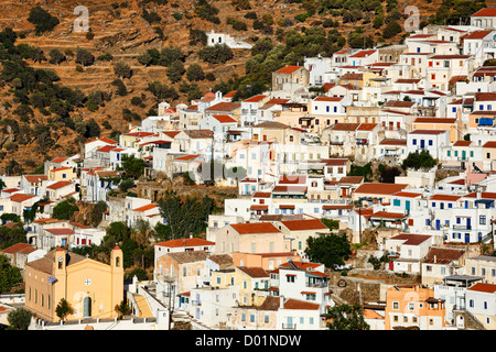 Ioulida, the capital of Kea built with traditional Cycladic architecture, located in the mainland of the island in Greece Stock Photo