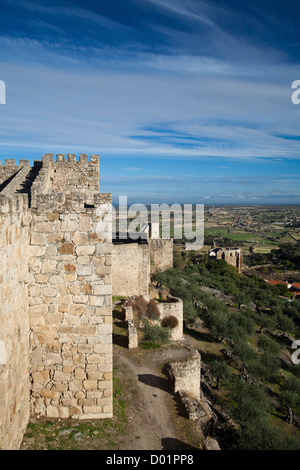 Walls of Trujillo Castle, Extremadura, Spain Stock Photo