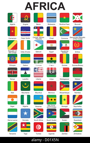 set of push buttons with African countries flags Stock Photo