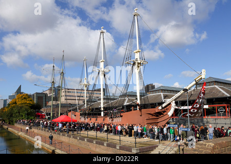 Hoards of people queue to gain entrance to The London Tattoo Convention in Wapping, London Stock Photo