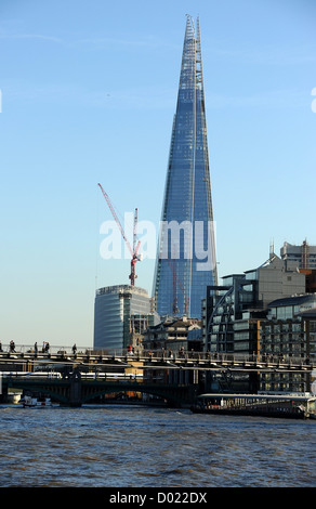 Great view of the Shard seen from Paul's Walk on the north side of the Thames. Stock Photo