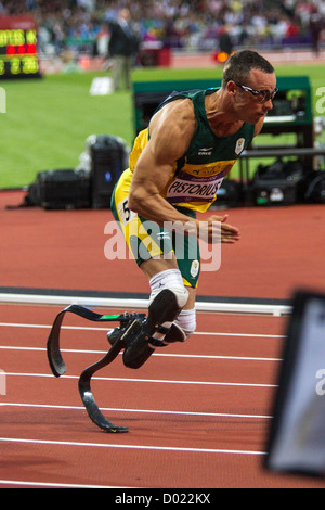 Oscar Pistorius (RSA) competing in the Men's 400 meters semifinals at the Olympic Summer Games, London 2012 Stock Photo