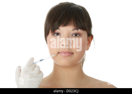 Woman getting botox injection Stock Photo