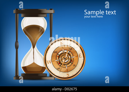 Vintage Clock Vector Graphic with compass on the clockface Stock Vector ...