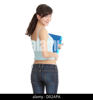 Teen student girl isolated on white background Stock Photo - Alamy