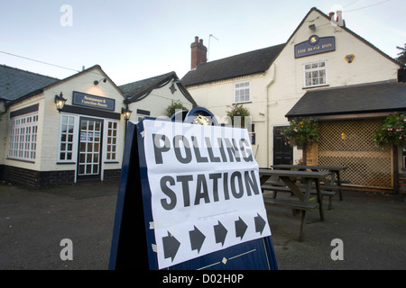 The Rose Inn, Baxterley, North Warwickshire, being used as a Polling Station in the Police Commissioner elections. Stock Photo