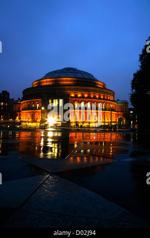 Royal Albert Hall lit up at night, South Kensington, London, UK Stock Photo