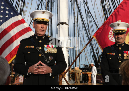 US Marine General Joseph Dunford, assistant commandant of the Marine Corps during a ceremony aboard the USS Constitution at Boston Naval Yard July 20, 2012 in Boston, MA. Stock Photo