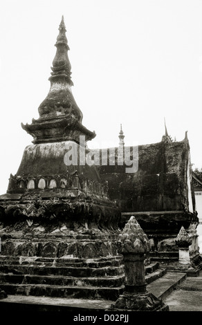 Ancient architecture of Buddhist temple Wat Mai Suwannaphumaham in Luang Prabang in Laos in Indochina in Far East Southeast Asia. Wanderlust Travel Stock Photo