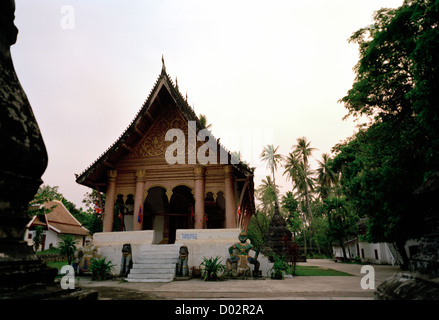 The Buddhist temple Wat Aham in Luang Prabang in Laos in Indochina in Far East Southeast Asia. Wanderlust Escapism Travel Stock Photo