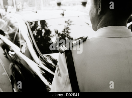 Travel Photography - Police guard the Cambodian King's car in Phnom Penh in Cambodia Indochina in Southeast Asia Far East. Reportage Photojournalism Stock Photo