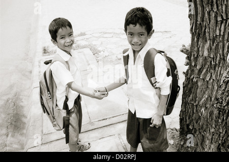 Children in Phnom Penh in Cambodia in Far East Southeast Asia. People Life Lifestyle Culture Reportage Boy Childhood School Travel Stock Photo