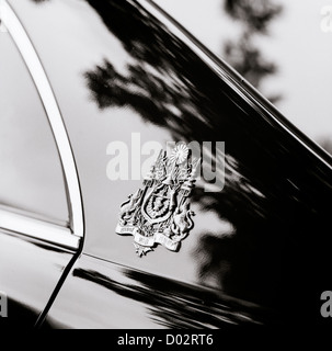 Cambodian royal crest on the car of the King in Phnom Penh Cambodia in Far East Southeast Asia. Monarch Cars Motif Logo Royalty Insignia Art Travel Stock Photo