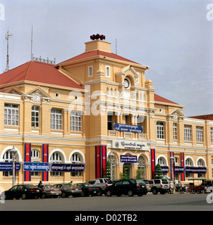 Post Office Phnom Penh in Cambodia in Far East Southeast Asia. Architecture Building Colonial History Historical Wanderlust Travel Stock Photo