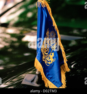 Cambodian royal crest on the car of the King in Phnom Penh Cambodia in Far East Southeast Asia. Monarch Cars Motif Logo Royalty Insignia Art Travel Stock Photo