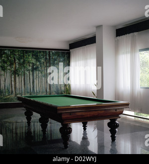 Billiards snooker table Inside the Reunification Independence Palace in Saigon Ho Chi Minh City in Vietnam in Indochina Southeast Asia Far East. Stock Photo