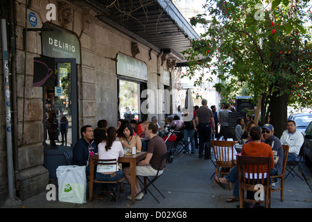 People eating at Delirio, Cafe in Roma district of Mexico City DF Stock Photo
