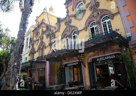 Old Mansion converted into Restaurant, Alekzander on Alvaro Obregon in Roma District of Mexico City DF Stock Photo