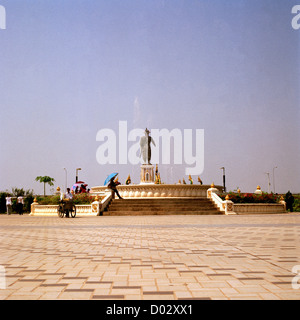 Statue of King Fa Ngum who created the Lao Kingdom in 1354 in Vientiane in Laos in Indochina in Far East Southeast Asia. History Travel Stock Photo