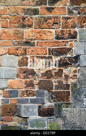 Brick wall from an old church build around the year 1200 in the Netherlands Stock Photo