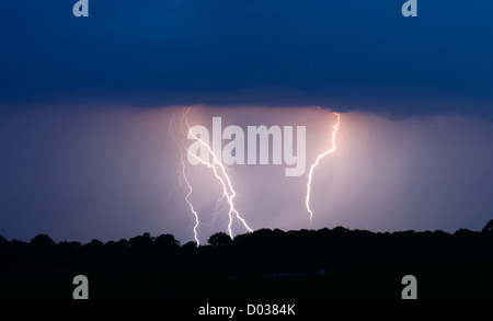 Thunder and lightning at the end of a warm day in the Netherlands Stock ...