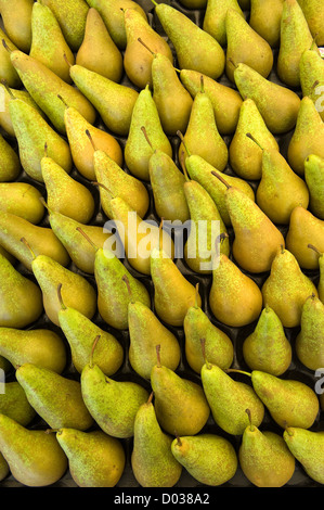 Pears sorted on a market place Stock Photo
