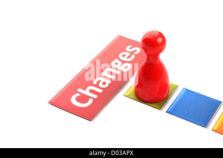 changes ahead business concept with pawn on white showing success Stock Photo