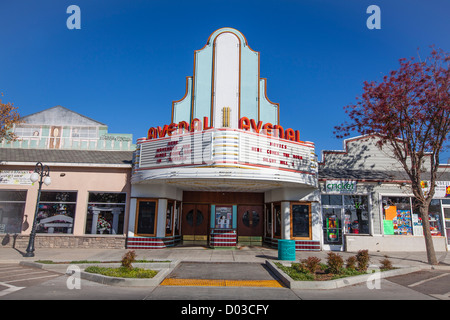 The art deco cinema in Avenal, California, a well preserved exterior and marquee. Stock Photo