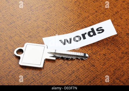 keywords metadata or seo concept with key and word Stock Photo