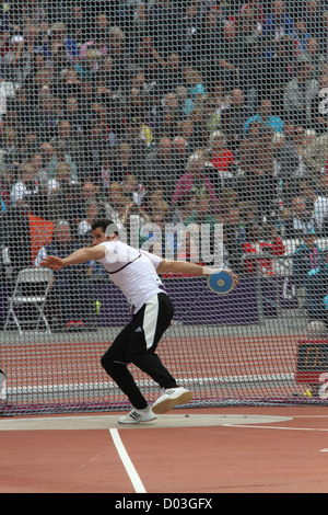Bassam Bassam Sawsan of the Syrian Arab Republic Syria in the Men's Discus Throw - F42 at the London 2012 Paralympic games Stock Photo